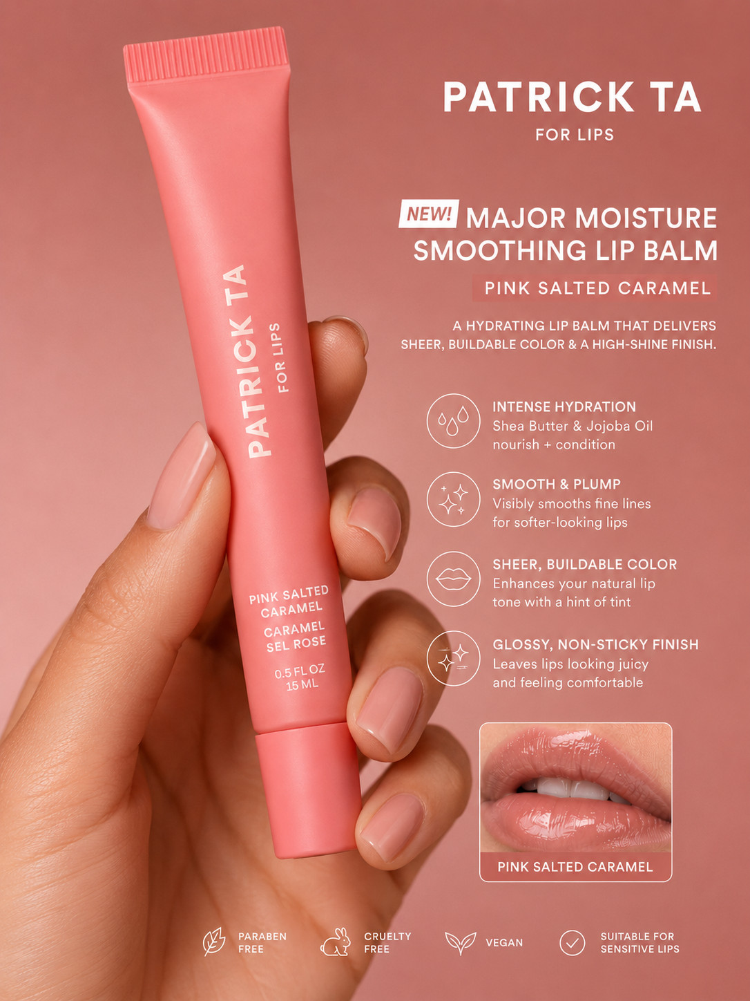 PATRICK TA Major Moisture Smoothing and Hydrating Tinted Lip Balm with Vitamin E - Image 3